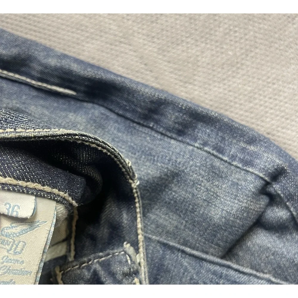 VTG Robins‎ Jean Mens 36x31 Rivet Wing Pockets Blue Faded Baggy Leg Jeans Denim